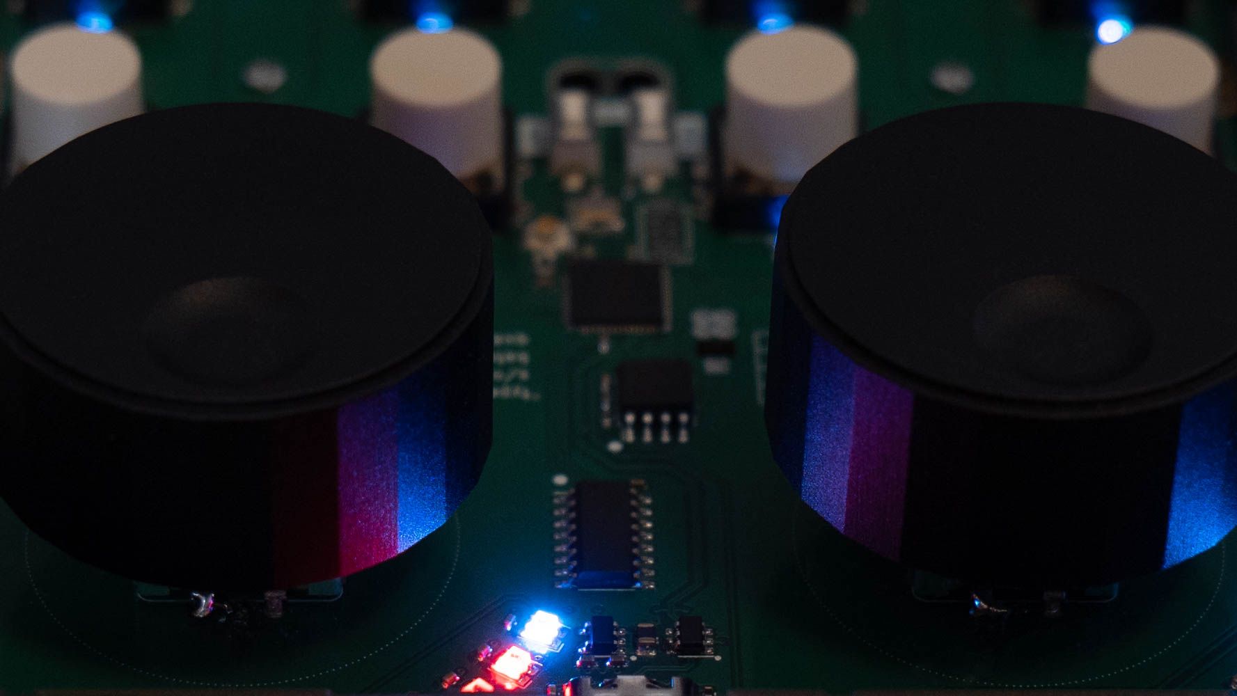  Printed circuit with knobs on tow sides and lights