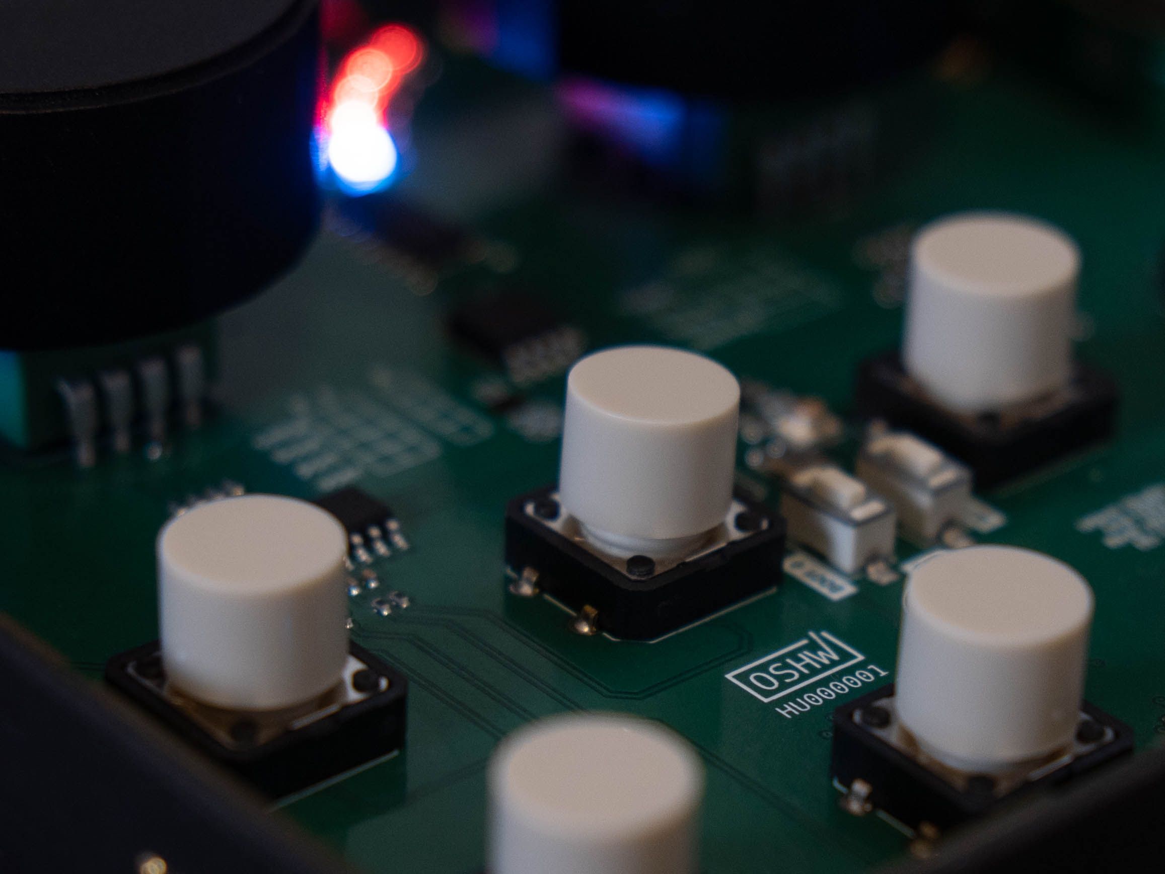  Printed circuit with buttons and light