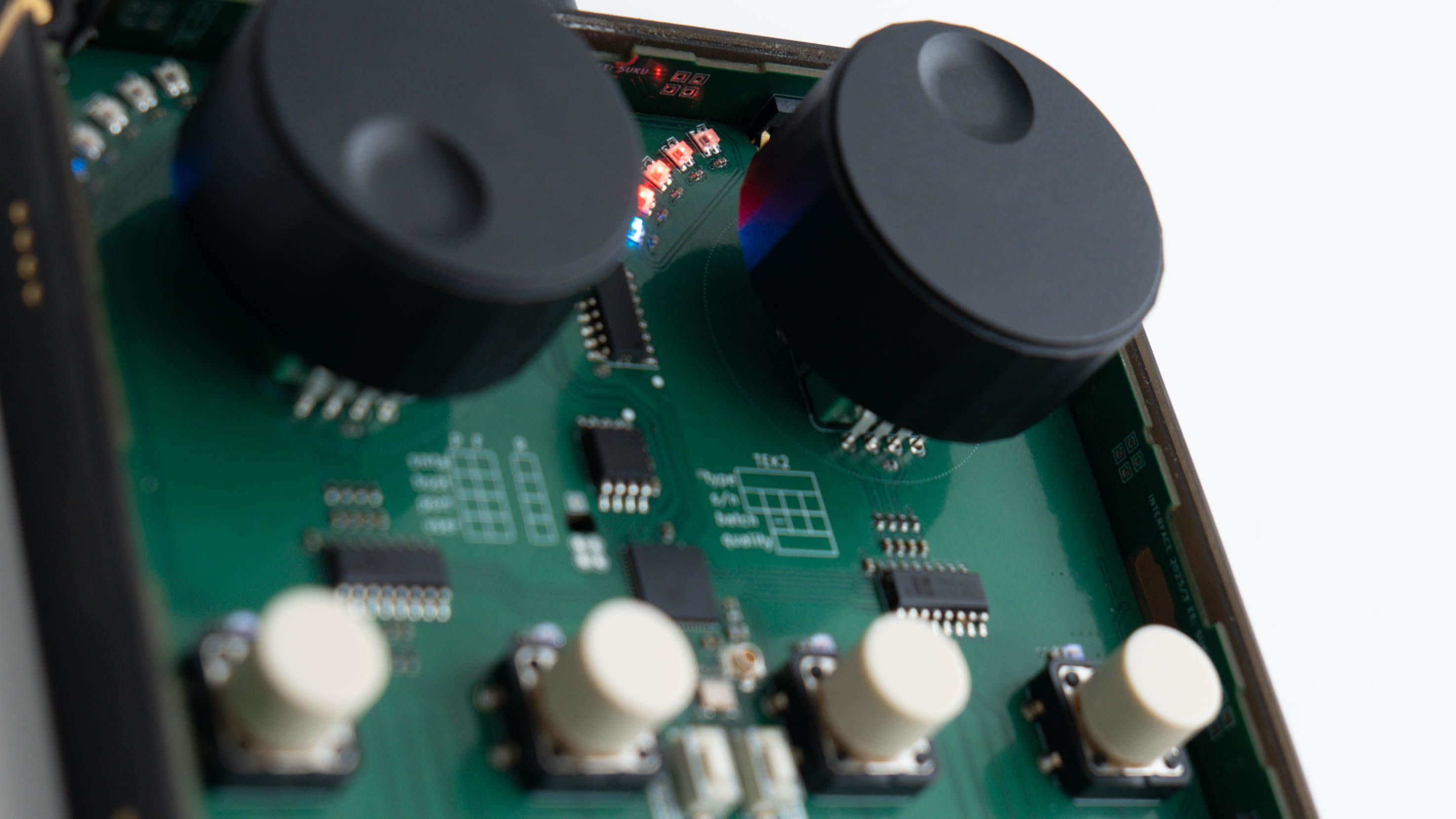  Printed circuit with knobs and buttons