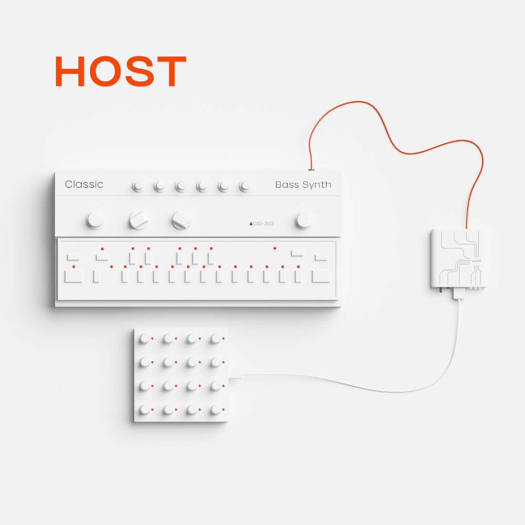Light image of an instrument, Knot and a Grid controller with two wires