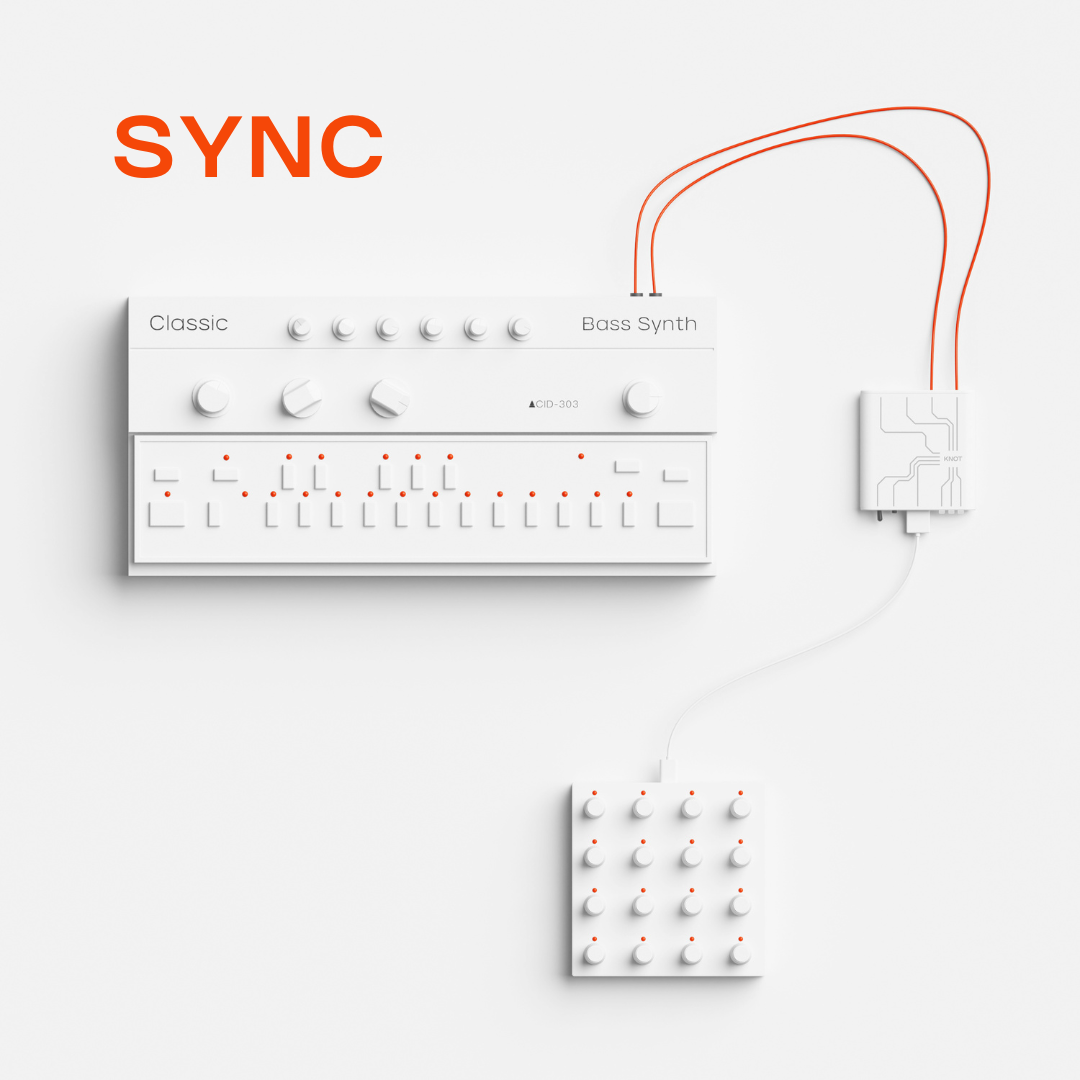 Light image of an instrument, Knot and a Grid controller with three wires